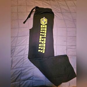Mens Black Hufflepuff Sweatpants, LARGE
